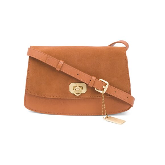 MONCRIEF LONDON Cognac Leather Contrast Crossbody Bag - Picture 1 of 2